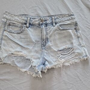 American Eagle Outfitters Light Blue Distressed Womens Jean Shorts